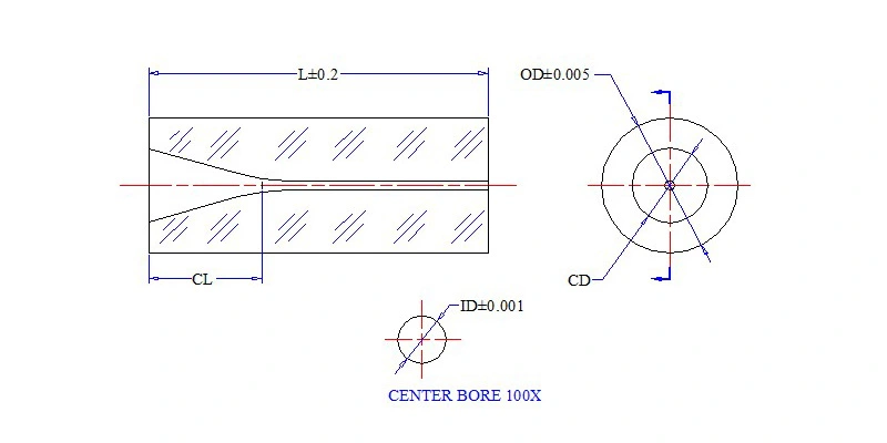 Dimension Drawing of RB Glass Capillaries