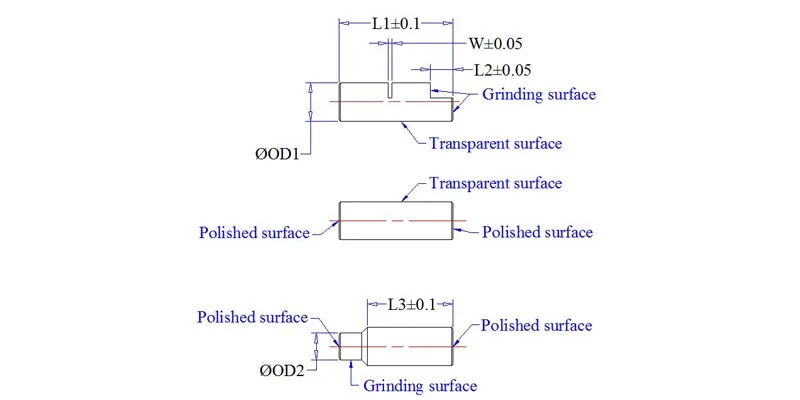 Dimension Drawing of Glass Rods