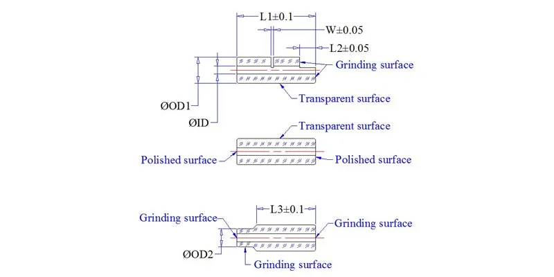 Dimension Drawing of Thick Glass Tubes