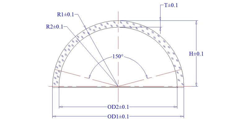 Dimension Drawing of Infrared (IR) Domes